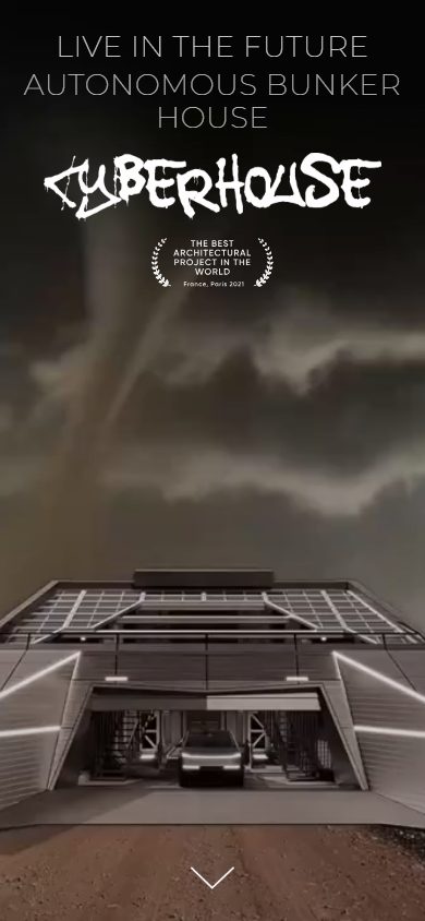 CyberHouse Bunker live website at mobile width
