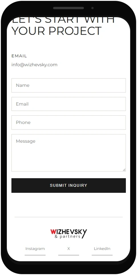 Inquiry form on mobile
