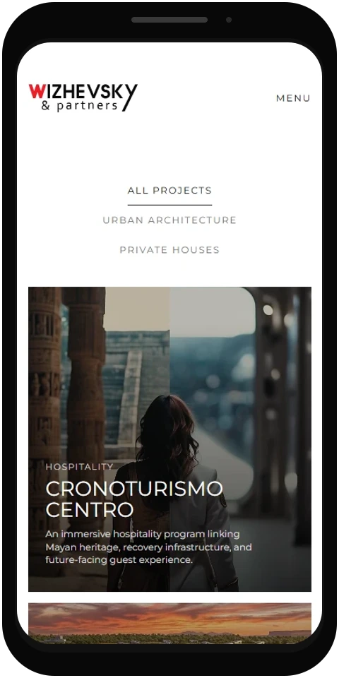 Projects index mobile screen