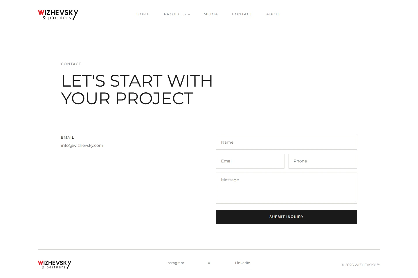 Wizhevsky contact page
