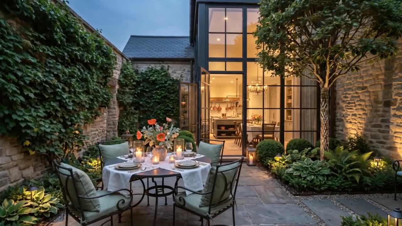 Atmospheric Modern House homepage hero film frame with evening architecture light